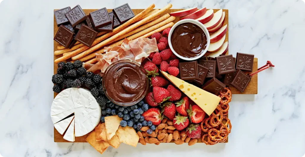 Easy picnic food ideas for couples: fresh fruit and chocolate